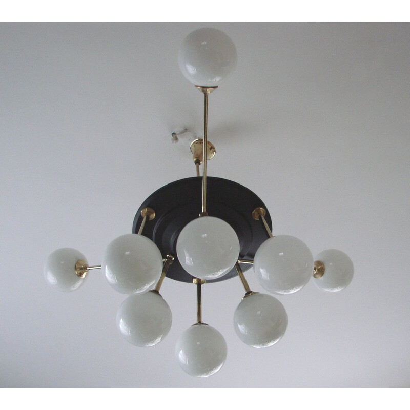 Latão vintage e candelabro metálico, 1960