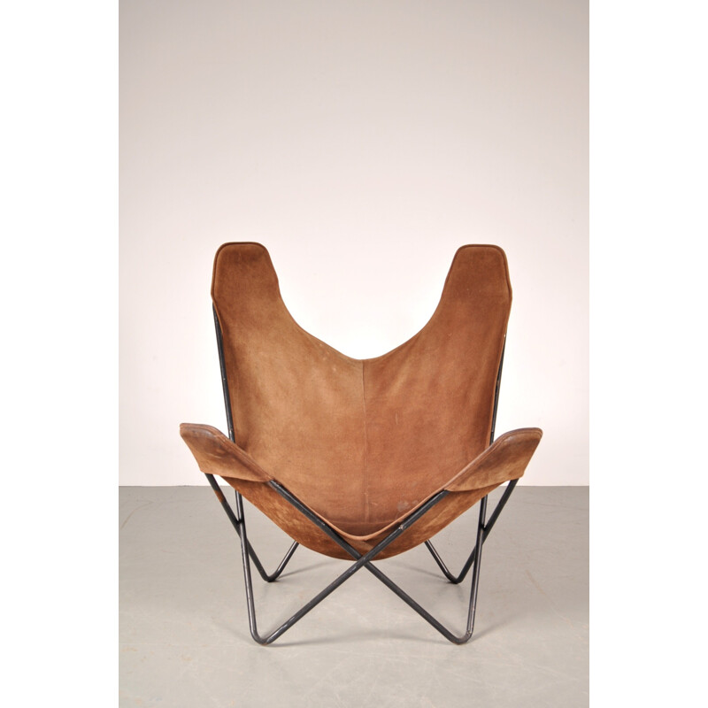 Knoll Butterfly chair in metal and leather, Jorge F. HARDOY - 1960s