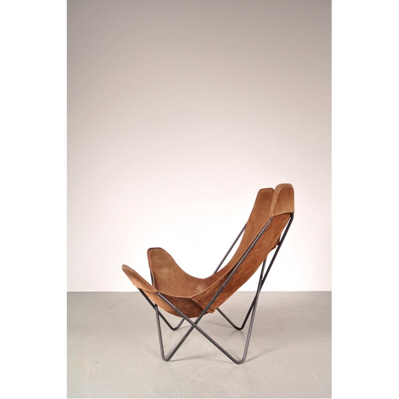 Knoll Butterfly chair in metal and leather, Jorge F. HARDOY - 1960s