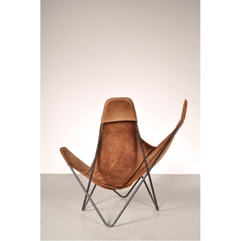 Knoll Butterfly chair in metal and leather, Jorge F. HARDOY - 1960s