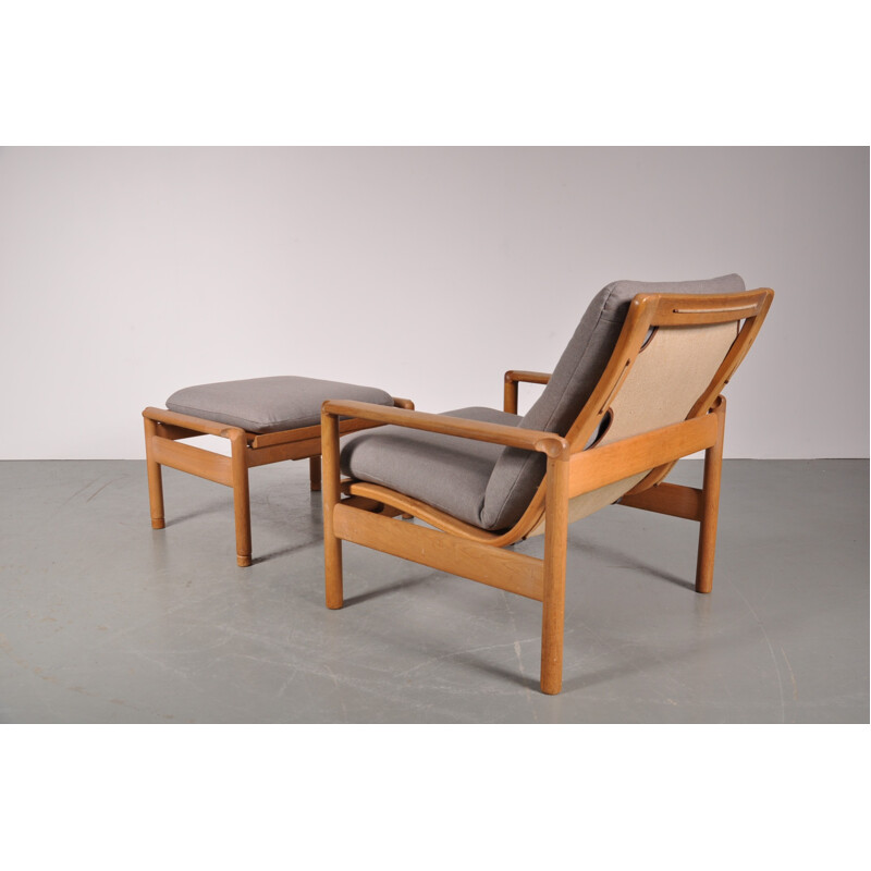 Danish Mobler MS oak armchair with adjustable footrest - 1960s