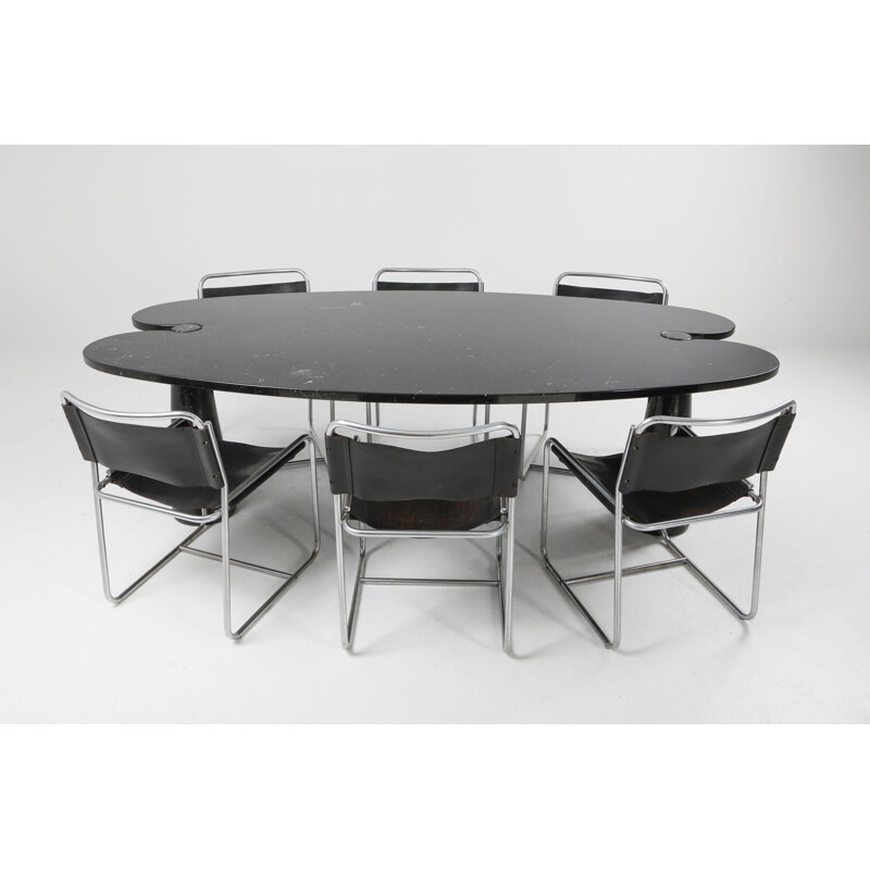Vintage Black Marble Dining Table by Mangiarotti for Skipper, 1970s
