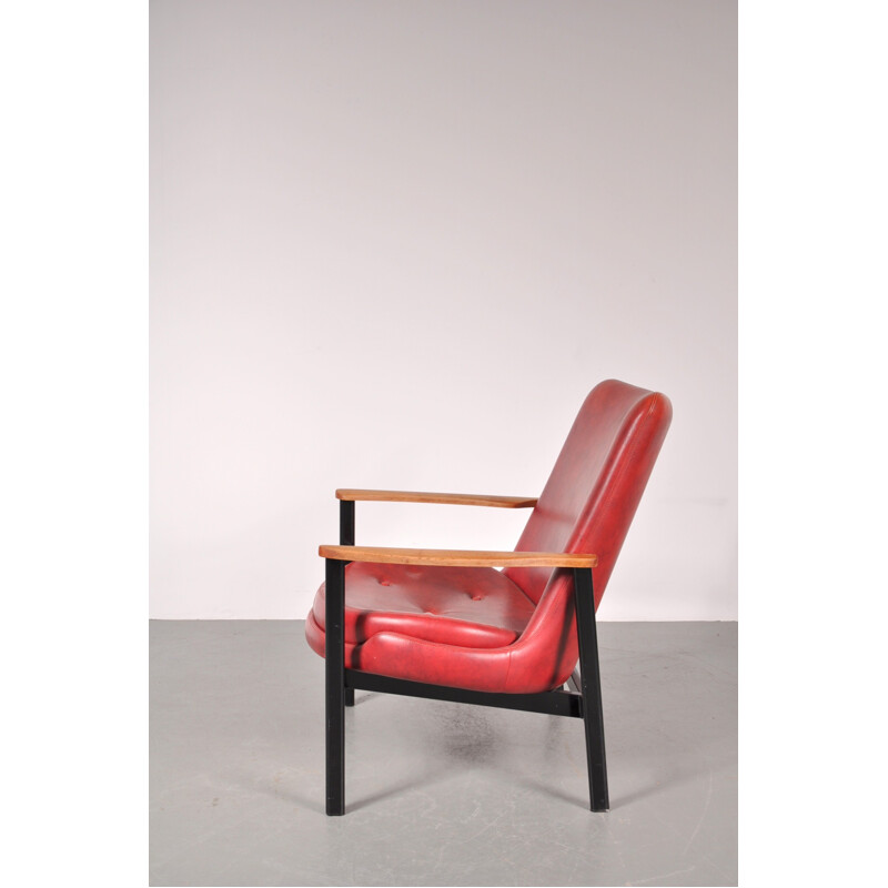 Scandinavian vintage easy chair in meal and skai, Ib KOFOD LARSEN - 1950s