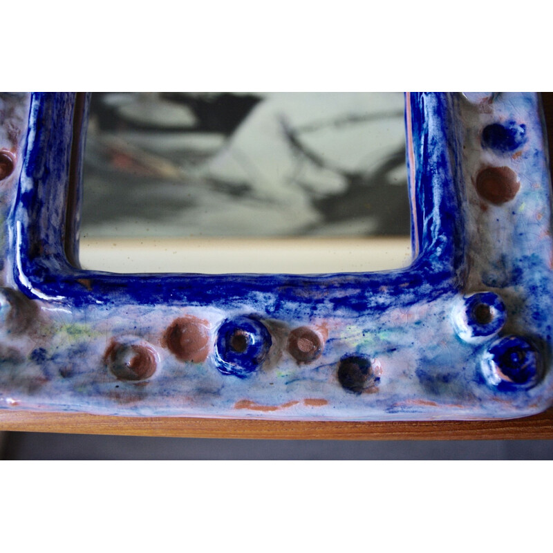 Vintage ceramic mirror by Isabelle Ferlay