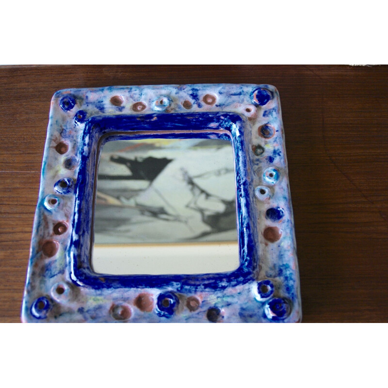 Vintage ceramic mirror by Isabelle Ferlay