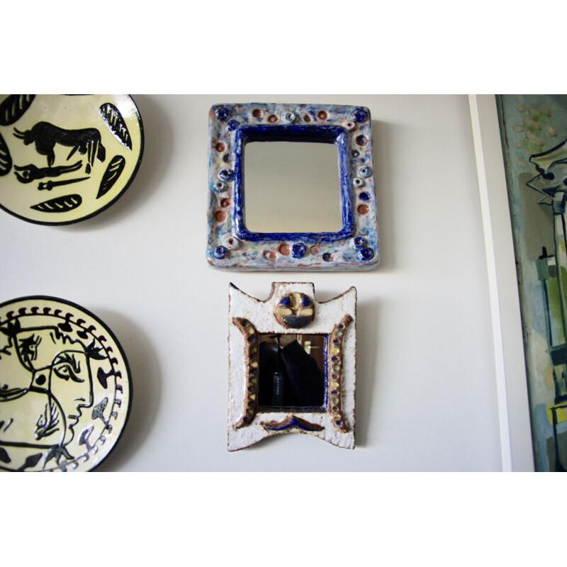 Vintage ceramic mirror by Isabelle Ferlay