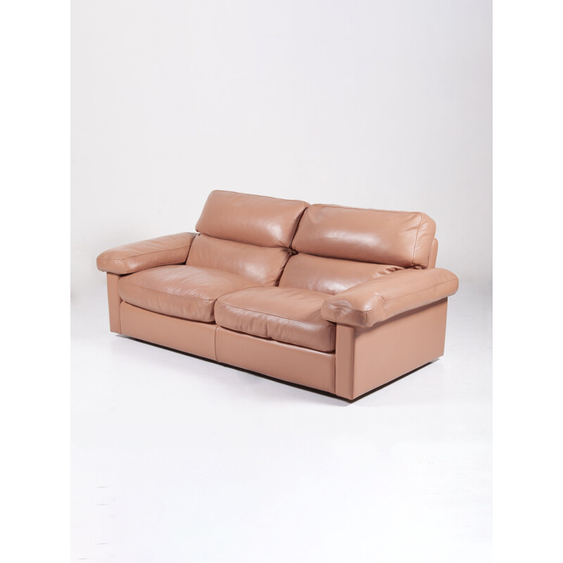Large Pink Leather Sofa by Tito Agnoli for Poltrona Frau, 1970s