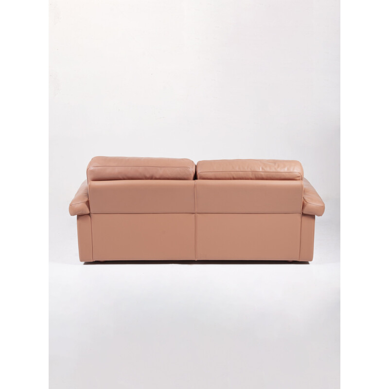 Large Pink Leather Sofa by Tito Agnoli for Poltrona Frau, 1970s