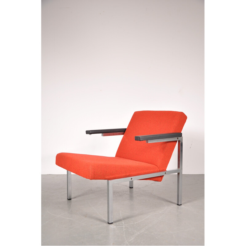 Vintage easy chair in chrome and fabric, Martin VISSER - 1960s