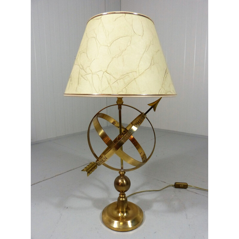 Lampe de table vintage en laiton, design cadran solaire, 1970