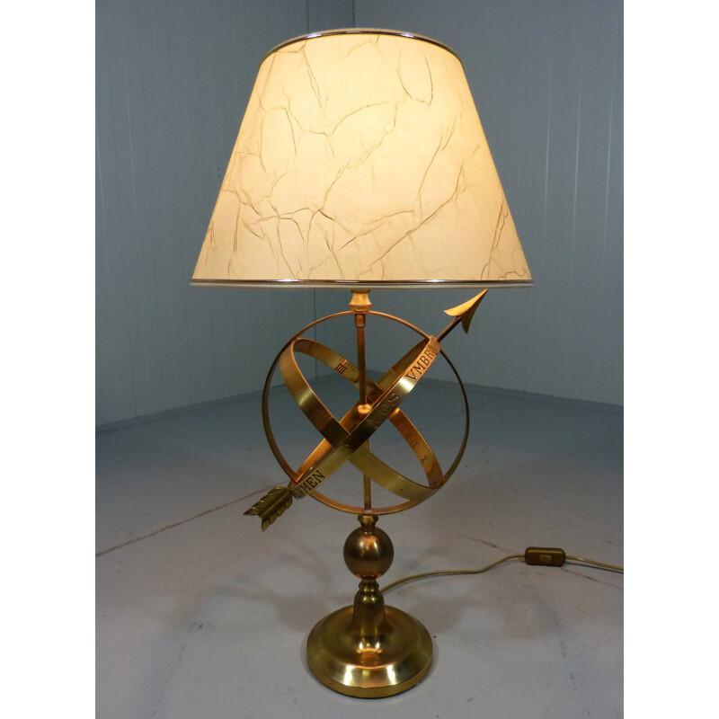 Brass vintage table lamp in sundial design, 1970s