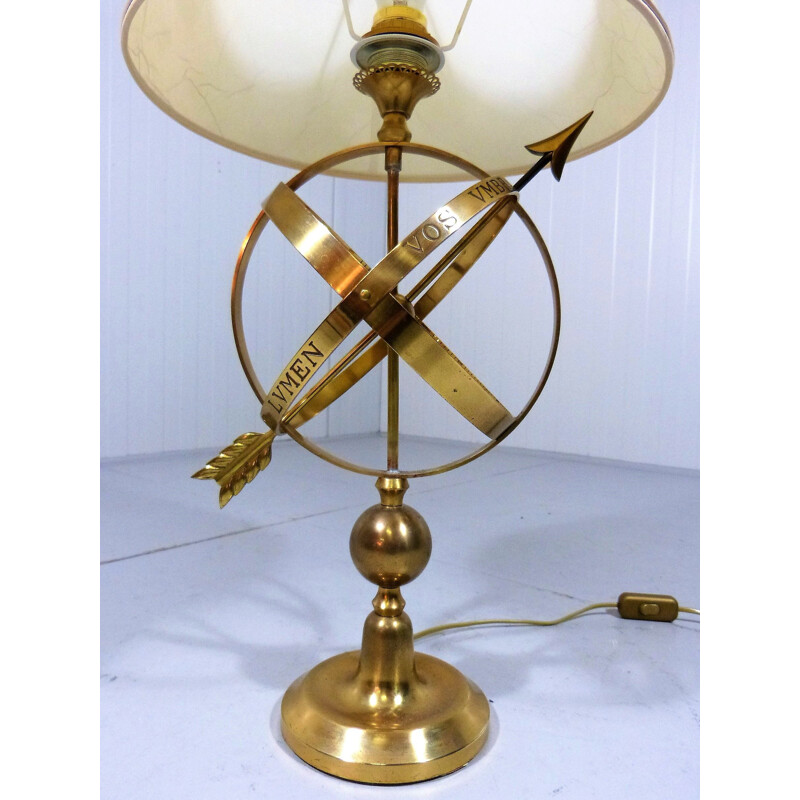 Brass vintage table lamp in sundial design, 1970s