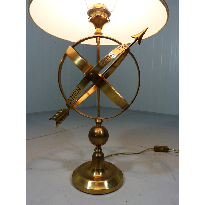 Brass vintage table lamp in sundial design, 1970s