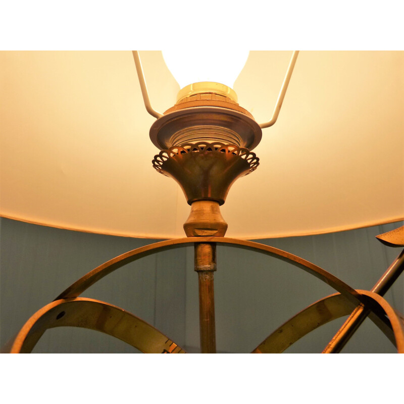Brass vintage table lamp in sundial design, 1970s