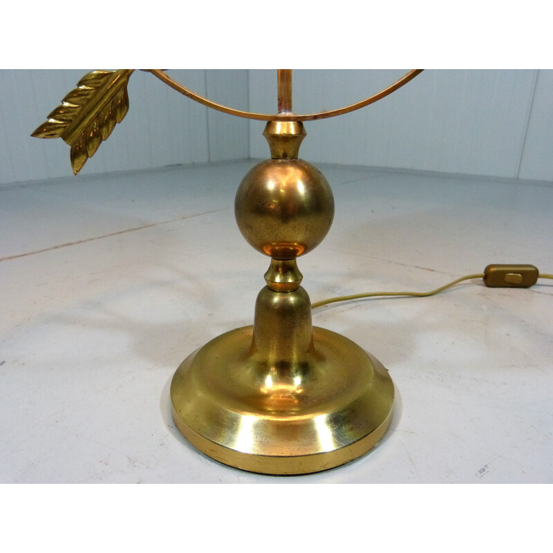 Brass vintage table lamp in sundial design, 1970s