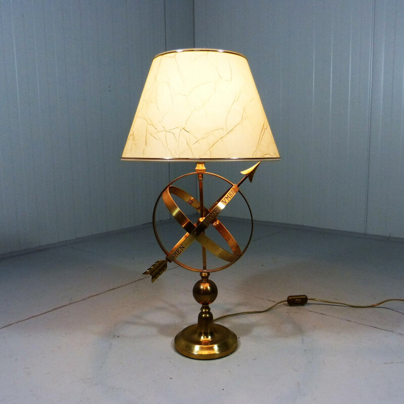 Lampe de table vintage en laiton, design cadran solaire, 1970