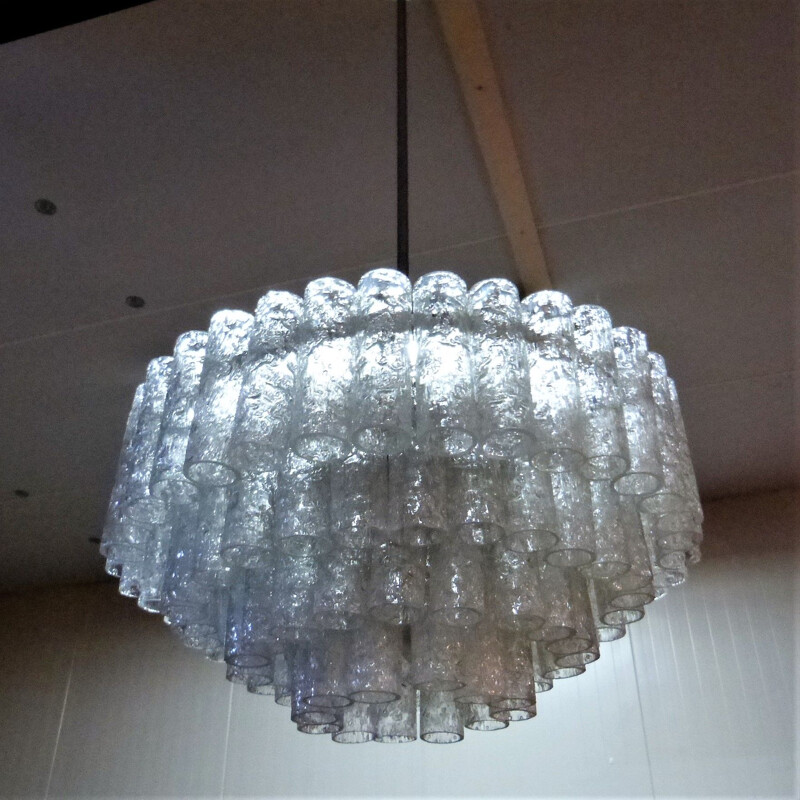 Large chandelier with 96 glass tubes by Doria, Germany, 1960s