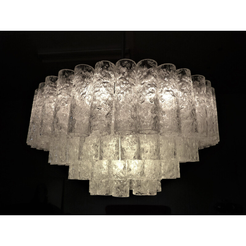 Grand lustre avec 96 tubes de verre de Doria, Allemagne, 1960