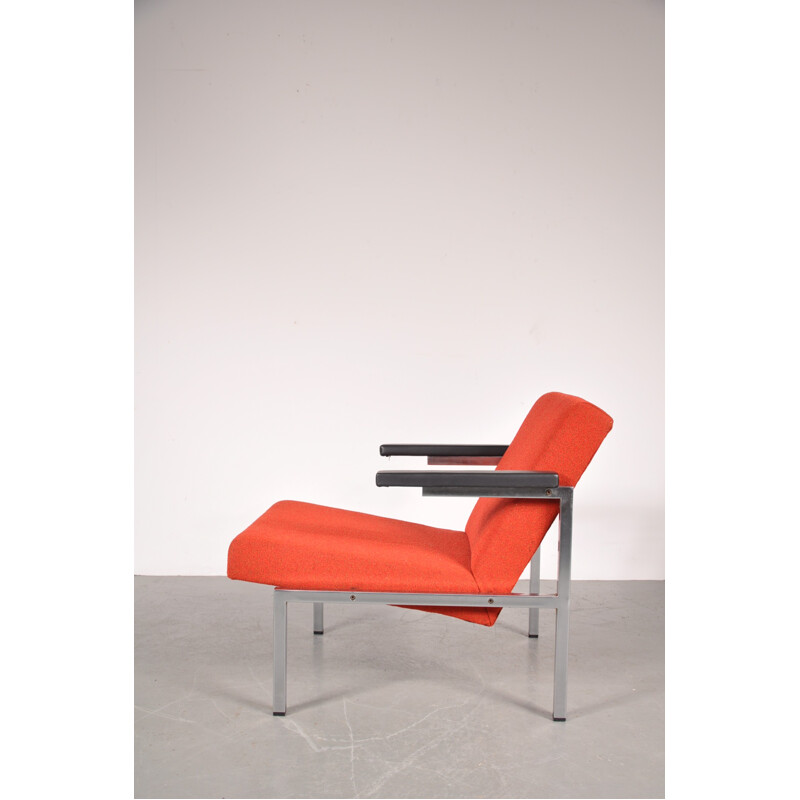 Vintage easy chair in chrome and fabric, Martin VISSER - 1960s