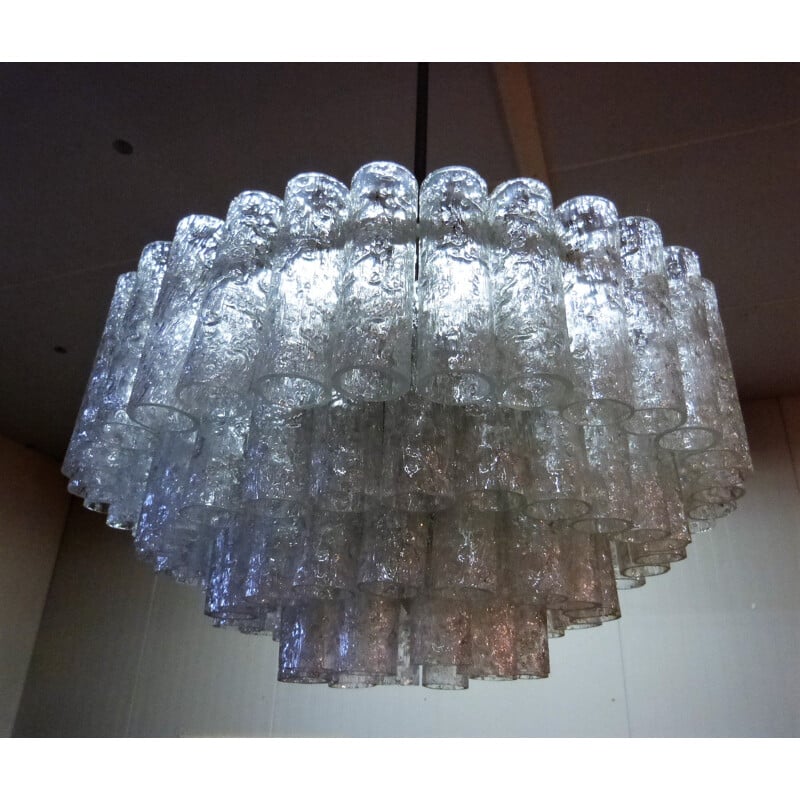 Large chandelier with 96 glass tubes by Doria, Germany, 1960s