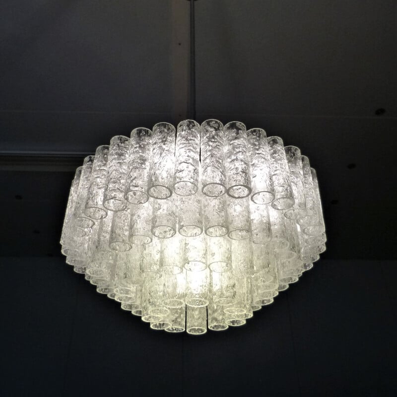 Large chandelier with 96 glass tubes by Doria, Germany, 1960s