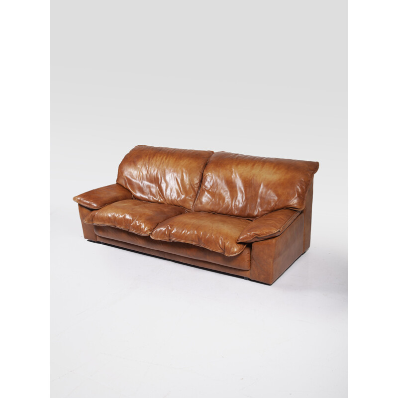 Large leather vintage sofa by Harry de Groot for Leolux, 1970s