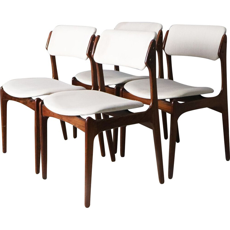 Set 4 vintage rosewood dining chairs by Erik Buch, 1960s