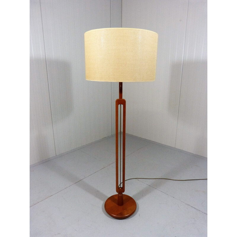 Cherry wooden vintage floor lamp, Denmark, 1960s