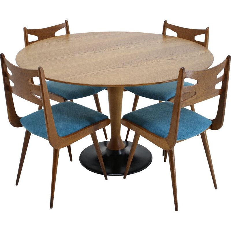 Vintage Oak dining set, Czechoslovakia, 1970s