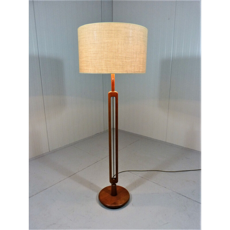 Cherry wooden vintage floor lamp, Denmark, 1960s