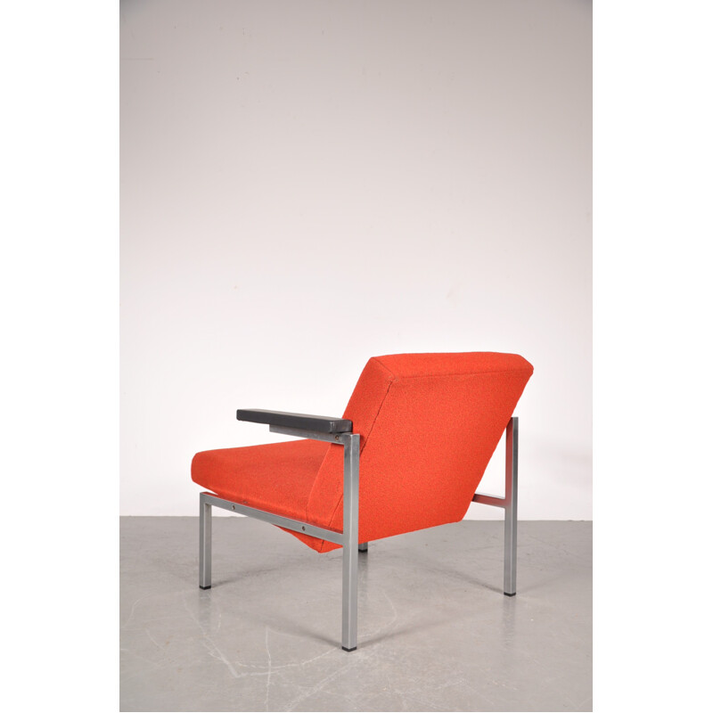 Vintage easy chair in chrome and fabric, Martin VISSER - 1960s