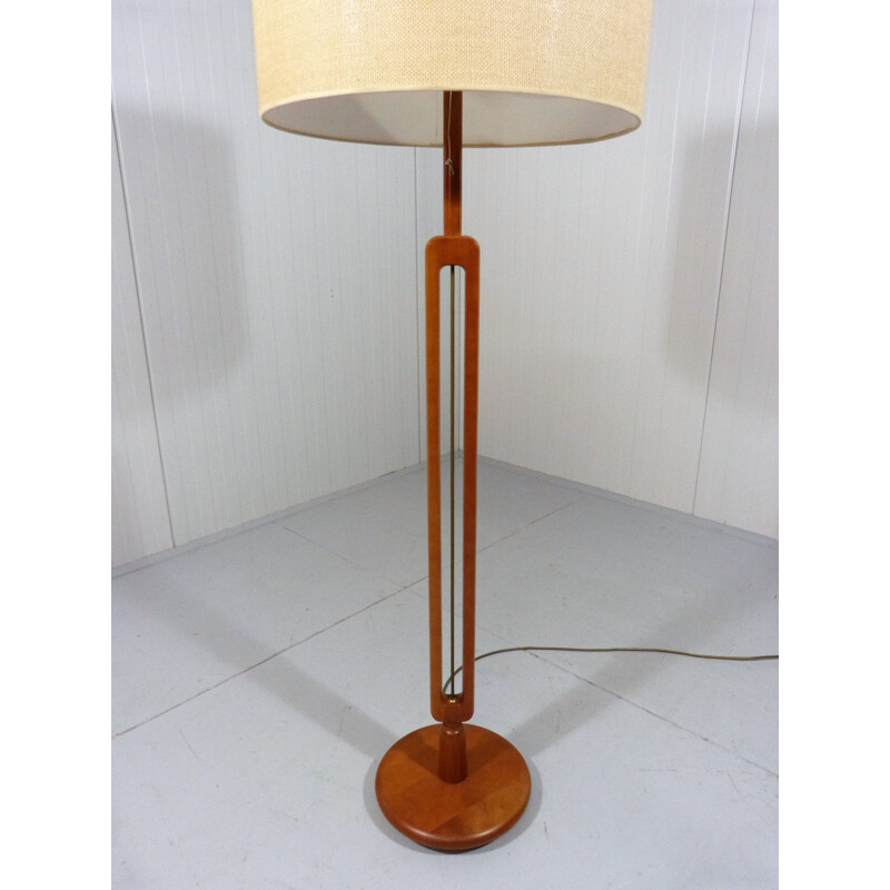 Cherry wooden vintage floor lamp, Denmark, 1960s