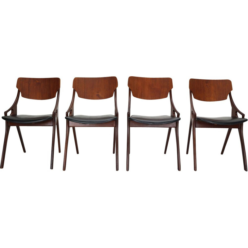 Set of 4 vintage Dining Chairs by Arne Hovmand Olsen for Mogens Kold, Denmark, 1960s