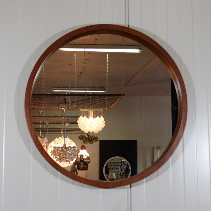 Teak wall mirror by Münchner Zierspiegel, Germany