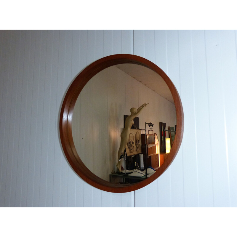 Teak wall mirror by Münchner Zierspiegel, Germany