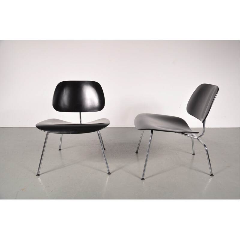 Herman Miller low easy chair in chrome and plywood, Charles & Ray EAMES - 1950s