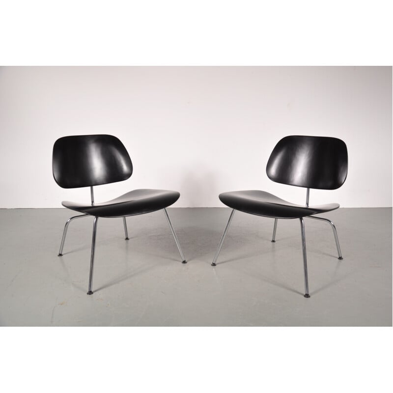Herman Miller low easy chair in chrome and plywood, Charles & Ray EAMES - 1950s