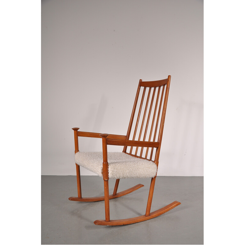 Rocking chair vintage en teck - 1950
