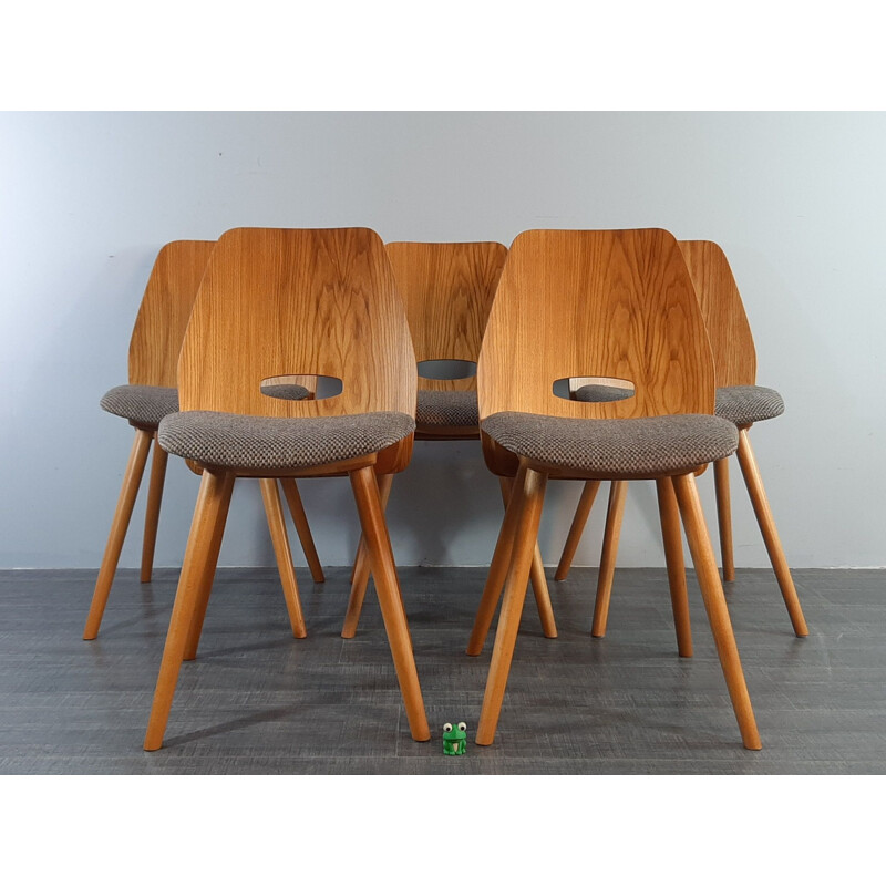 Set of 5 vintage beech Lollipops chairs, Jiràk by TATRA, 1960s