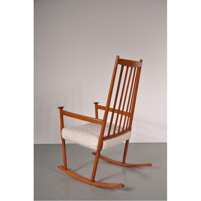 Rocking chair vintage en teck - 1950