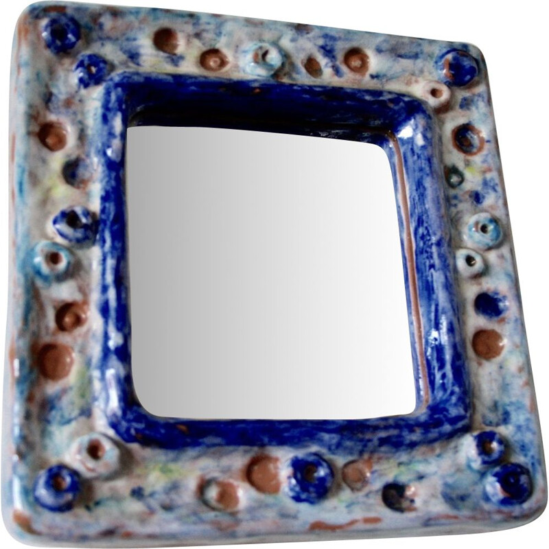 Vintage ceramic mirror by Isabelle Ferlay