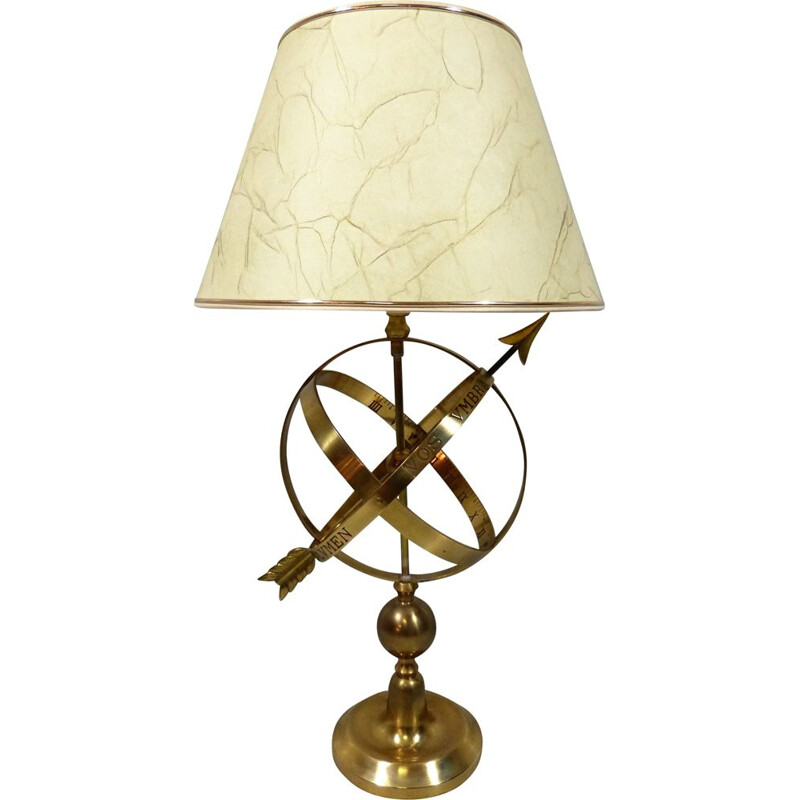 Brass vintage table lamp in sundial design, 1970s