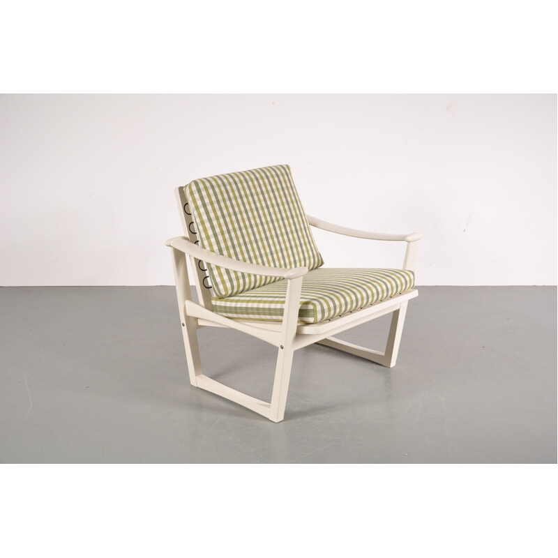 Vintage easy chair in wood and checkered fabric, Finn JUHL - 1960s