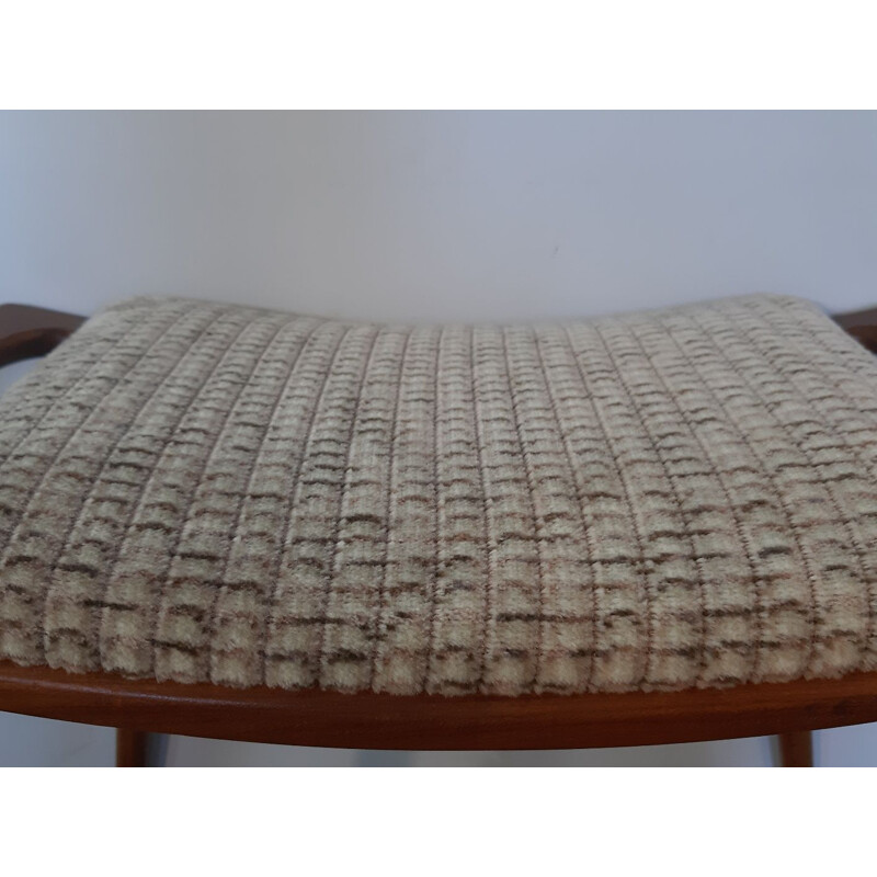 Vintage norwegian wool and teak stool, 1950s