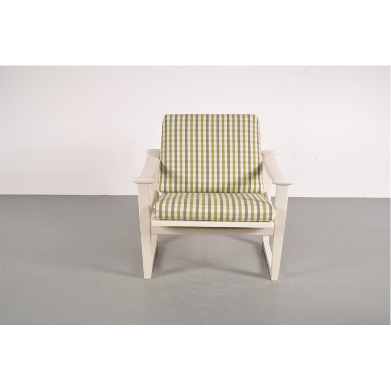 Vintage easy chair in wood and checkered fabric, Finn JUHL - 1960s