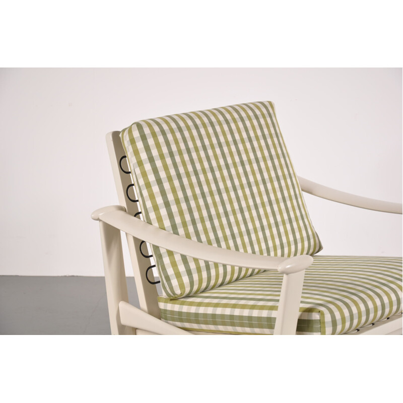 Vintage easy chair in wood and checkered fabric, Finn JUHL - 1960s