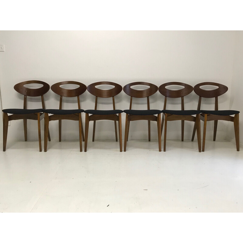 Set of 6 chairs by Roger Landault by Sentou