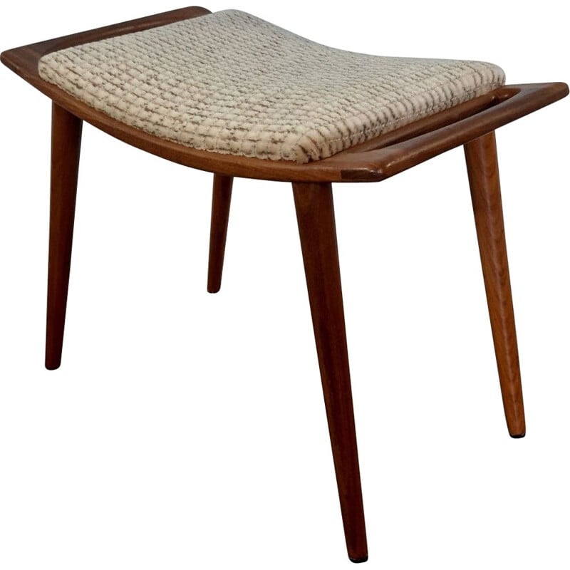 Vintage norwegian wool and teak stool, 1950s