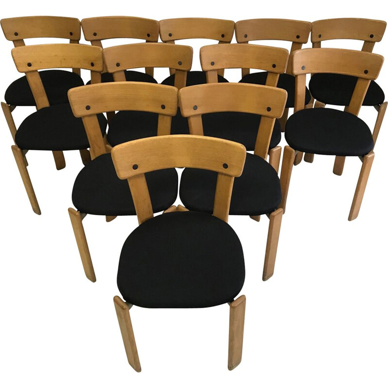 Ensemble de 12 chaises vintage de Bruno Rey