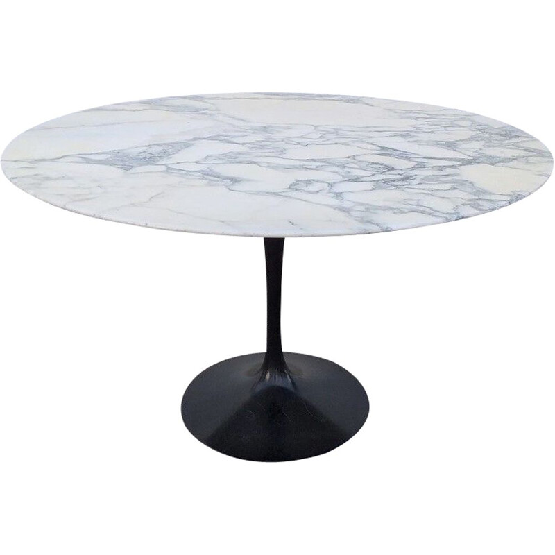 Vintage tulip dining table in Saarinen marble for Knoll